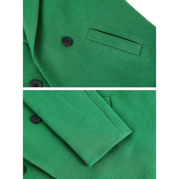 Women’s Green Wool Coat Casual Long Chic Outerwear Warm Winter Jacket Style - Picture 7 of 8